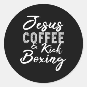 Adesivo Jesus Café e Kickboxing Artes Marciais Engraçado T