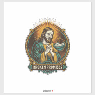 Adesivo Jesus Chip Quebrado Preso Na Tigela De Dip Humor D