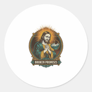 Adesivo Jesus Chip Quebrado Preso No Prato De Molho Humor