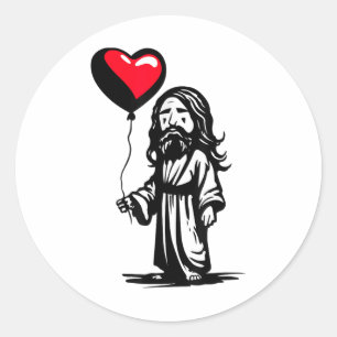 Adesivo Jesus com balão de coração Jesus espiritual bonito