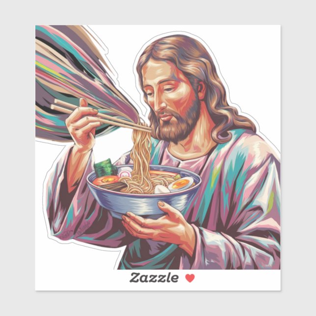 Adesivo Jesus com Ramen Bowl (Folha)