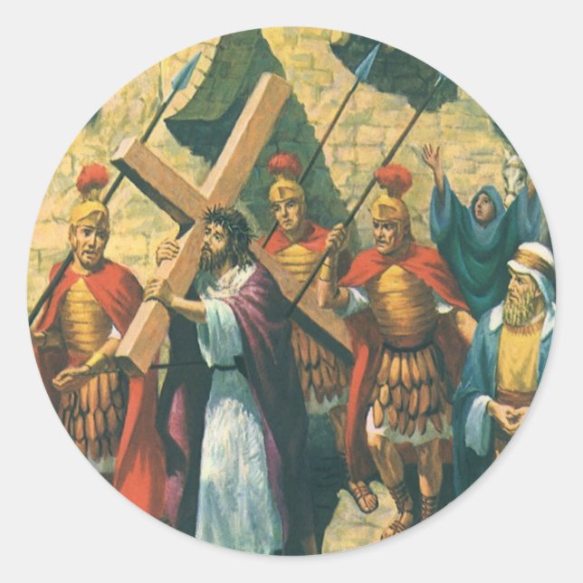 Adesivo Jesus Cristo Carregando a cruz para sua crucificaç (Frente)