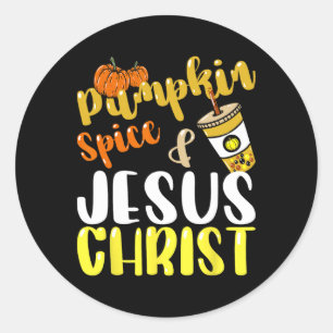 Adesivo Jesus Cristo E Pumpkin Spice outono Café