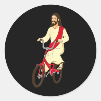 Adesivo Jesus Cristo Numa Bicicleta Fé Cristã Divertida