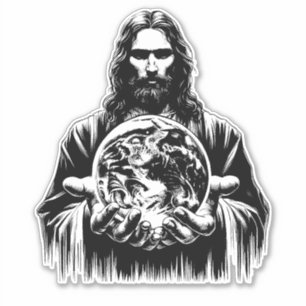 Adesivo Jesus Cristo Segurando a ilustração de Arte Mundia