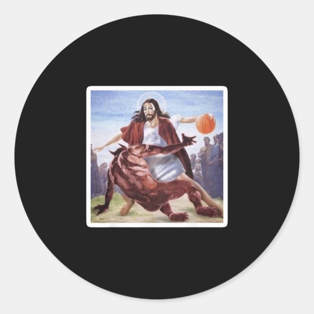 Adesivo Jesus Cruzando Satanás Esqueleto (Frente)