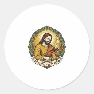 Adesivo Jesus Derrotado Fumando Torradas Queimadas Cozinha