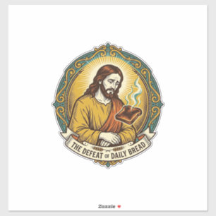 Adesivo Jesus Derrotado Fumando Torradas Queimadas Cozinha