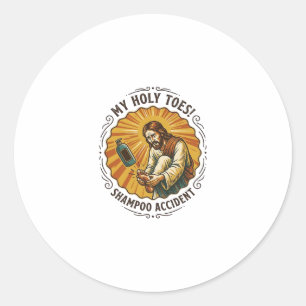Adesivo Jesus Derrubando Frasco de Xampu no Pé Dor no Chuv