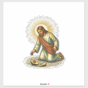 Adesivo Jesus Derrubou Abacate Fresco Cortado no Chão Trag