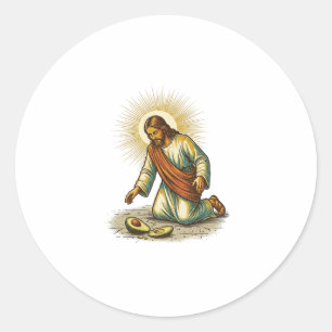 Adesivo Jesus Derrubou Abacate Fresco Fatiado No Chão Trag