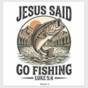 Adesivo Jesus Disse Ir Para Pesca Bass Vintage Cristão