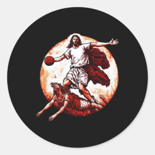 Adesivo Jesus Divertido Atravessando O Diabo Basketba