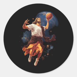 Adesivo Jesus divertido jogando basquete