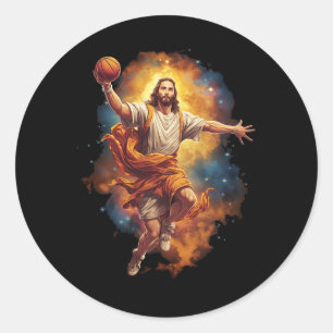 Adesivo Jesus divertido jogando basquete 1