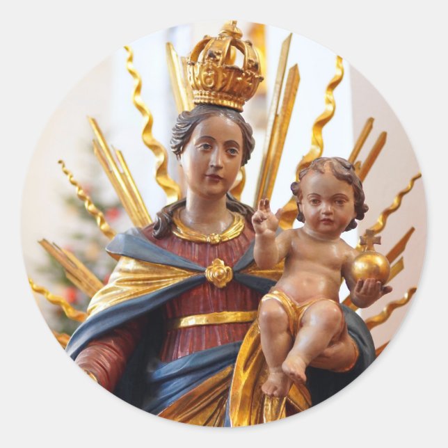 Adesivo Jesus Dominion Pose Mãe Maria Santo católico (Frente)