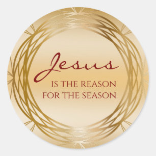 Adesivo Jesus é a razão do Dourado Natal Vermelho Elegante