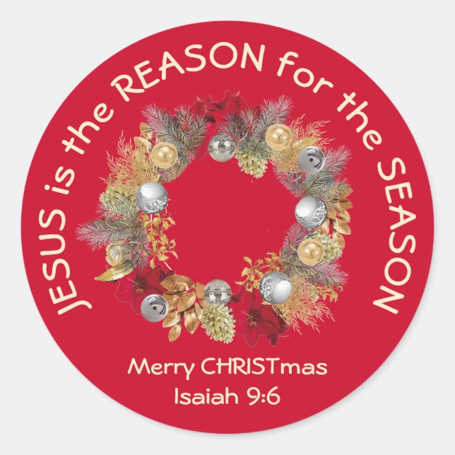 Adesivo JESUS É A RAZÃO DO Natal Vermelho (Frente)