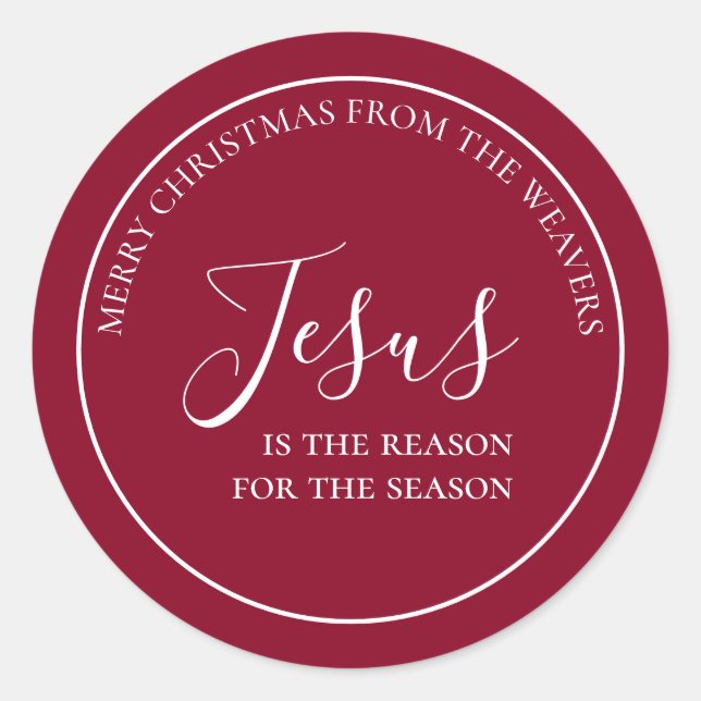 Adesivo Jesus é a razão | Natal Vermelho Personalizado (Frente)