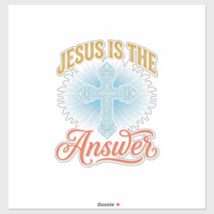 Adesivo Jesus É a Resposta Desenho Vetorial Cruz Cristã_
