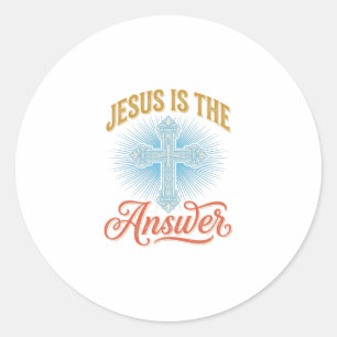 Adesivo Jesus É a Resposta Desenho Vetorial Cruz Cristã_