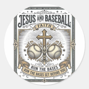 Adesivo Jesus e Beisebol Cristão Vintage