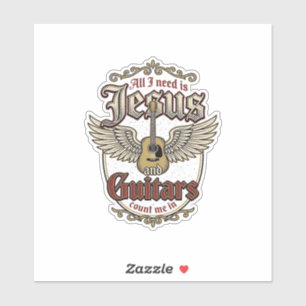 Adesivo Jesus e Guitarras Vintage Guitarra Cristã
