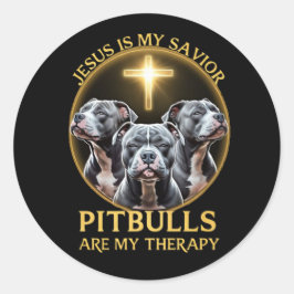 Adesivo Jesus É Meu Salvador Pitbulls É Minha Terapia Engr