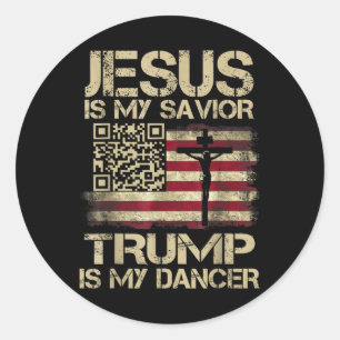 Adesivo Jesus É Meu Salvador Trump É Meu Dançarino Qr Trum