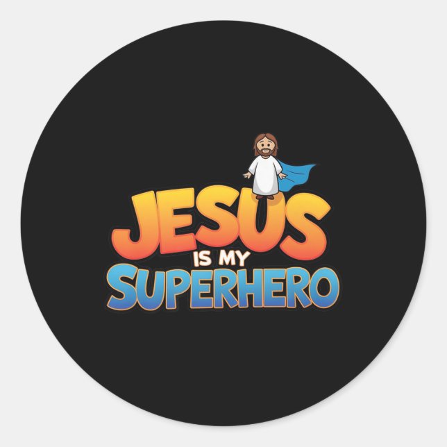 Adesivo Jesus é meu super-herói, cristão. (Frente)