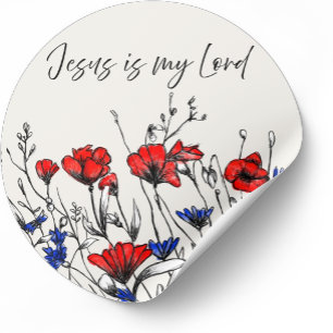 Adesivo Jesus É o Meu Senhor Arte Floral Cristã Papoulas