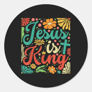 Adesivo Jesus é o rei Boho Flores Vintage Christian Gog R