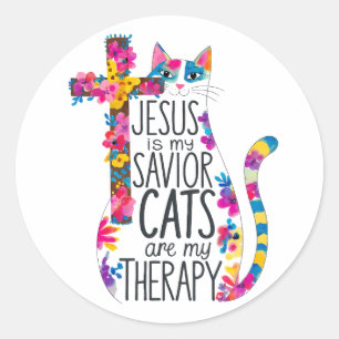 Adesivo Jesus É Que Os Meus Gatos Salvadores São A Minha T