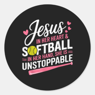 Adesivo Jesus Em Seu Coração E Softball Em Sua Mão Softba