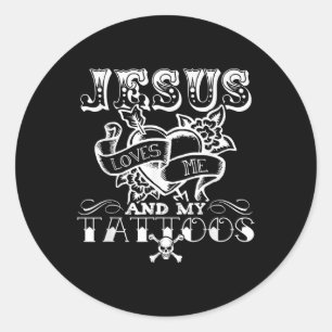 Adesivo Jesus Engraçado Me Ama E Minhas Tatuagens