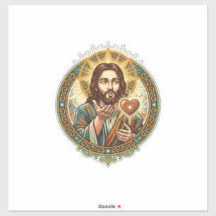 Adesivo Jesus Enviando Beijo Coração Vermelho Botão Curtir