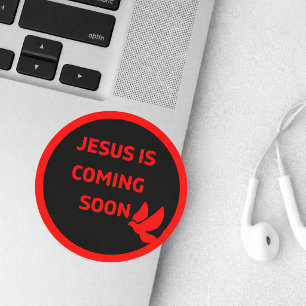 Adesivo Jesus está chegando em breve _pomba vermelha Adesi