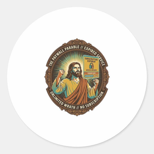 Adesivo Jesus Expirou Assinatura de Software Paywall Tecno (Frente)
