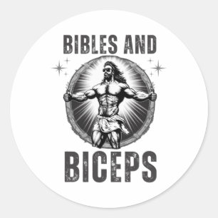 Adesivo Jesus Fisiculturismo Bíblias e Bíceps Engraçado