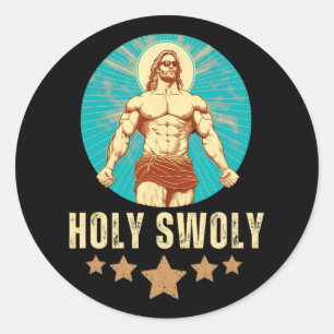 Adesivo Jesus Fisiculturismo Fitness Santo Swoly Engraçado