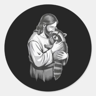 Adesivo Jesus Hugging Raccoon _1