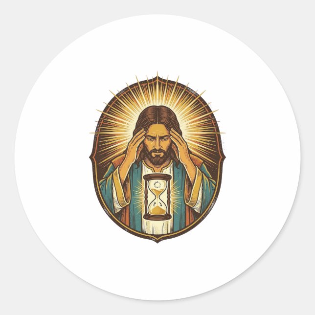 Adesivo Jesus Impaciente Carregando Ampulheta Internet Len (Frente)