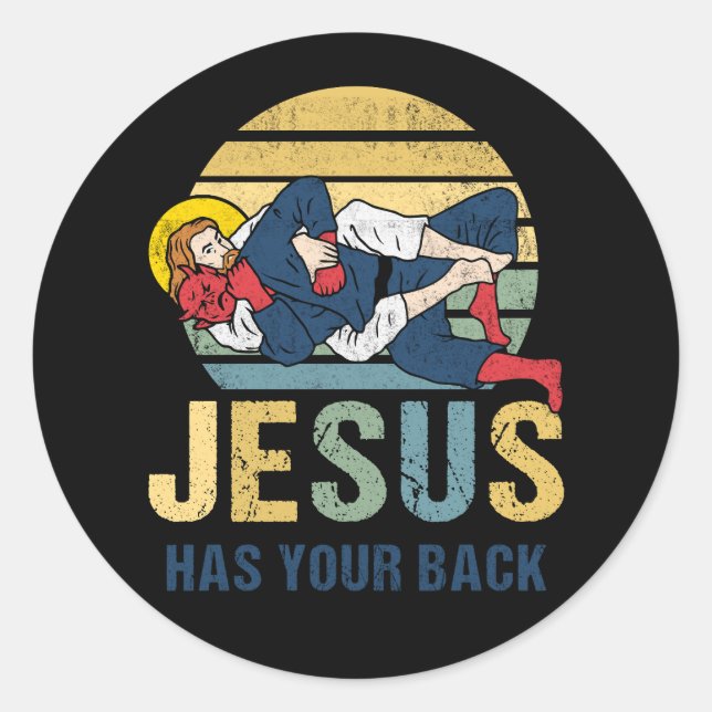 Adesivo Jesus Inspirador Tem Seu Retro Jiu Jitsu De Volta (Frente)