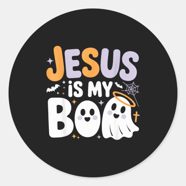 Adesivo Jesus Is My Boo Cute Christian Halloween Ghost Fun (Frente)