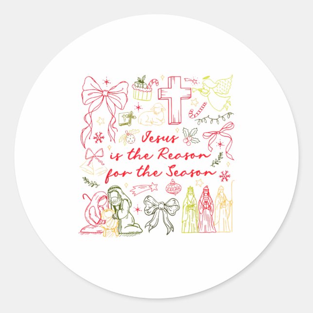 Adesivo Jesus Is The Reason Christian Cross Coquette Bow C (Frente)