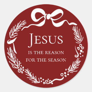 Adesivo Jesus is the Reason | Hand Drawn Bow Red Christmas