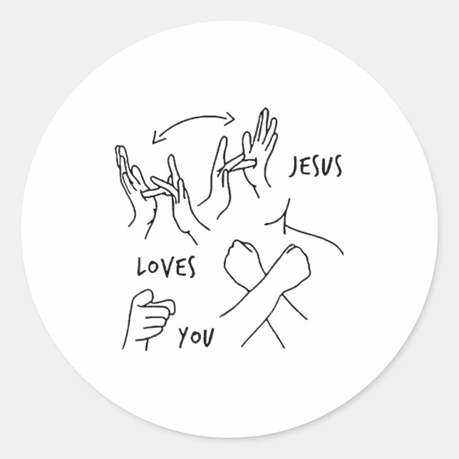 Adesivo Jesus Loves You Asl Sign Language Christian  (Frente)