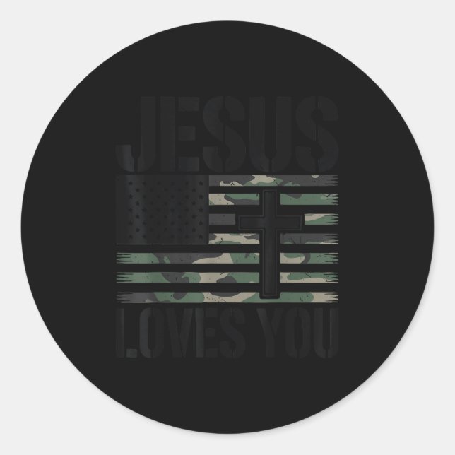 Adesivo Jesus Loves You Camo Christian 4th July Men Women  (Frente)