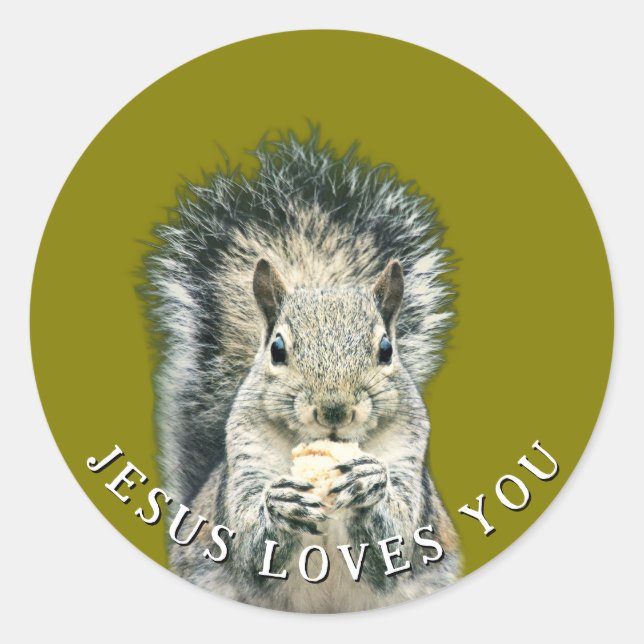 Adesivo Jesus Loves You Fun Squirrel  (Frente)