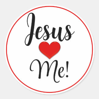 Adesivo Jesus Me Ama Coração Vermelho